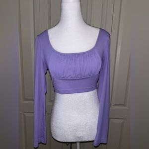 Lavender long sleep crop top